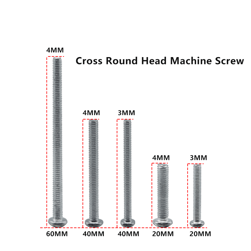 304 Stainless Steel Cross Round Head Screw Recessed Flat Countersunk Fasteners Auto Parts Shaped Pan Bolt Round Machine Tooth