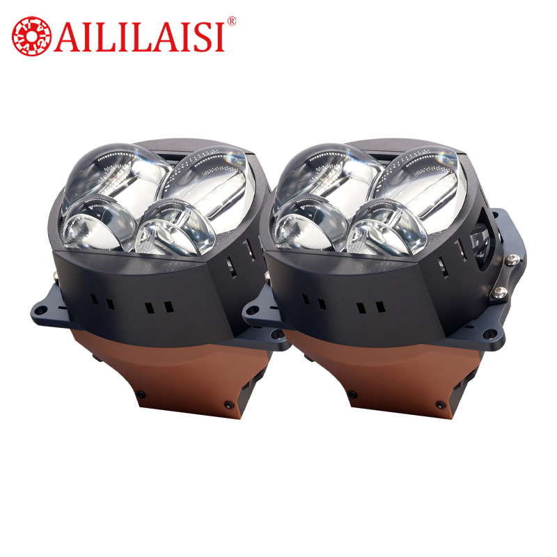 3Inch Short Four Eye 4 Lens Bifocal Projector Bi LED High Low Beam Headlamp Spotlight Power Laser Square Bright Headlight 80W