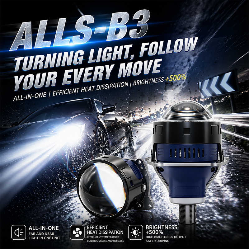New 3Inch Super Bright Laser Bi-LED Projector Lens Automobile Headlight Modification with Steering Auxiliary Cornering Light Car