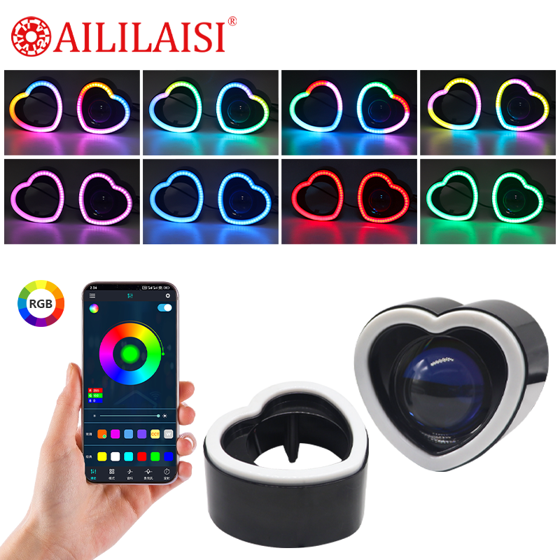 Universal 2.5inch Love Decorative Cover Ring Light LED Shroud Halo Decorative Retrofitted Upgrade for Motorcycle Car Headlamp