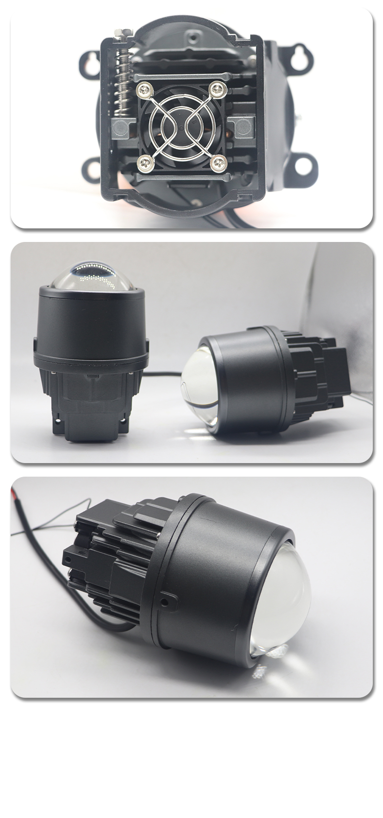 通用法雷奥汽车橙色灯体3寸双灯杯双光透镜雾灯远光炮前灯改装