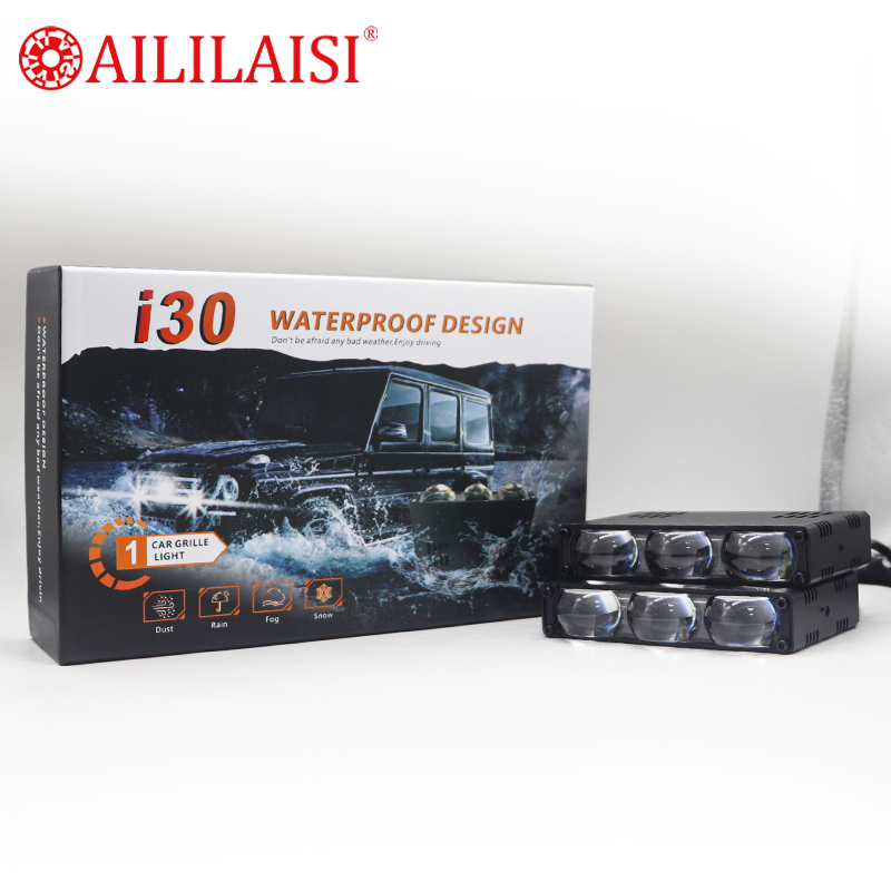 Aililaisi I30 3 Lens Headlight Motorcycle LED Projector Lens Auxillary Spotlight High Lumen White Yellow Driving Fog Lights Mini