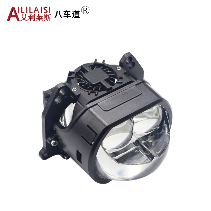 High power 86W fan LED dual beam headlights super bright high and low beam spotlight square dual direct laser lens headlights