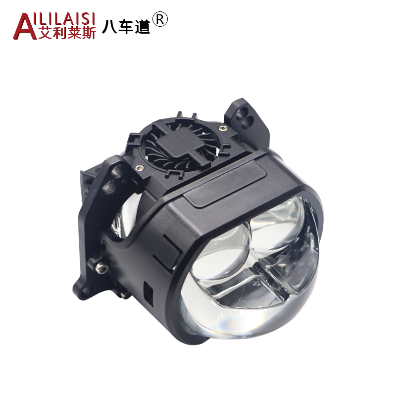 High power 86W fan LED dual beam headlights super bright high and low beam spotlight square dual direct laser lens headlights