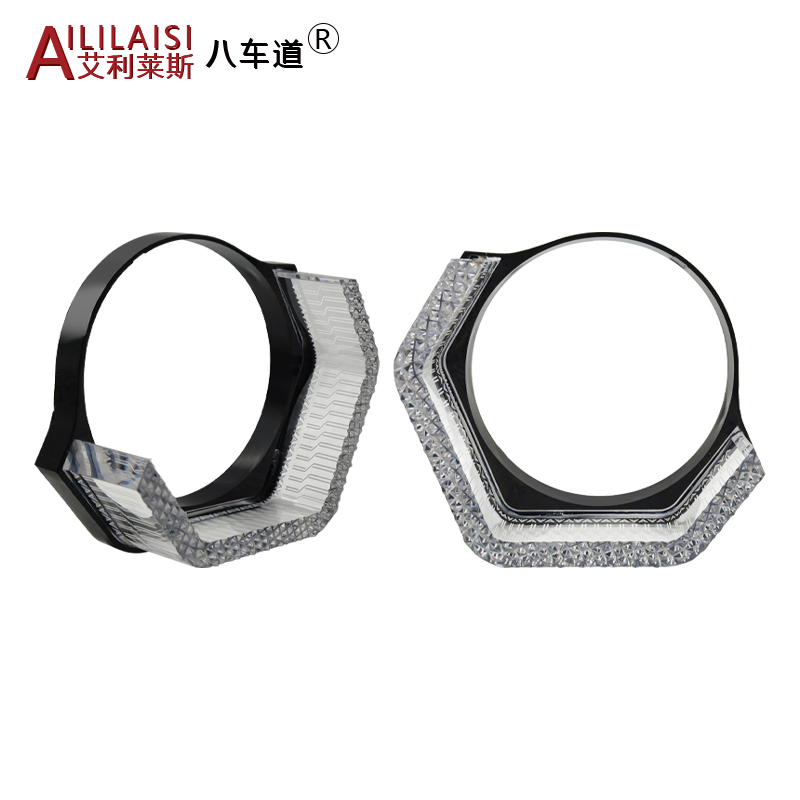 Aililaisi Universal Car 3 Inch Light Guide Angel Eye Integrated Cover Headlights Crystal Projector Lens App Control Sport Sedan
