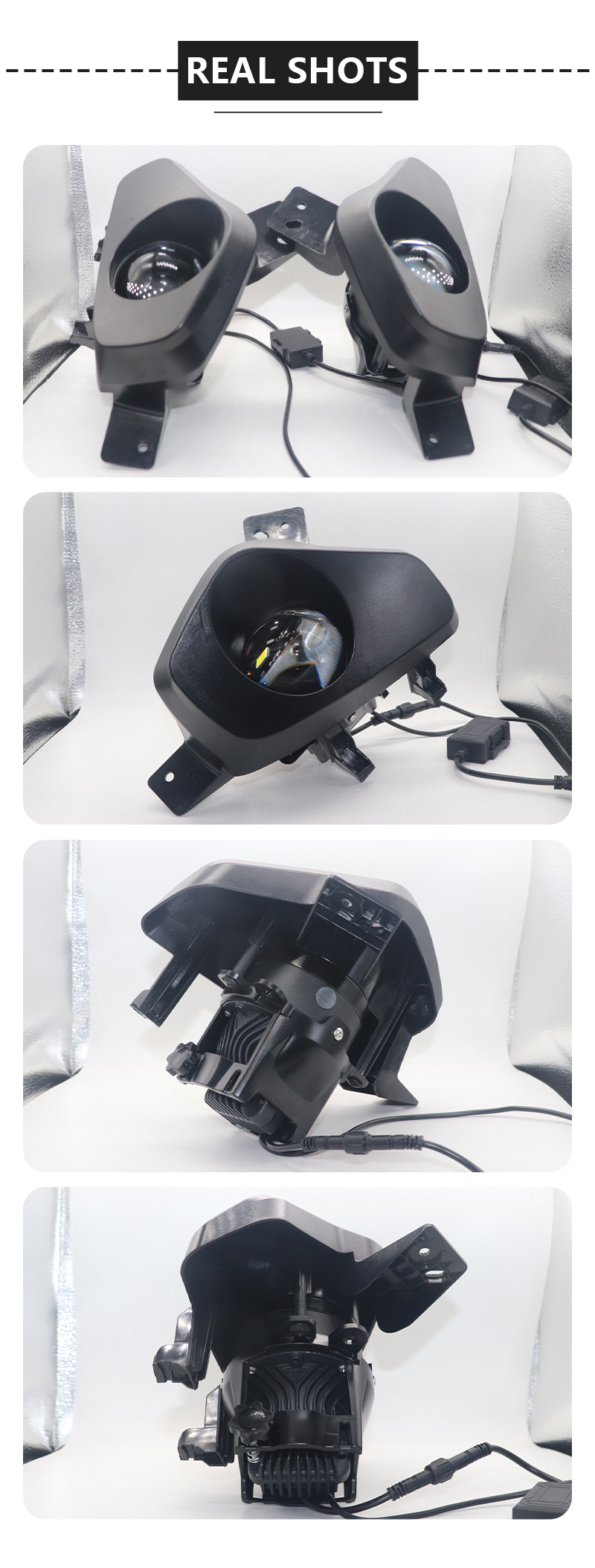 AILILAISI Tri Color 3Inch Bi LED Lens Fog Light Lamp Projector Applicable for Volkswagen Virtus Sedan 2025 Assembly with Mounting Bracket