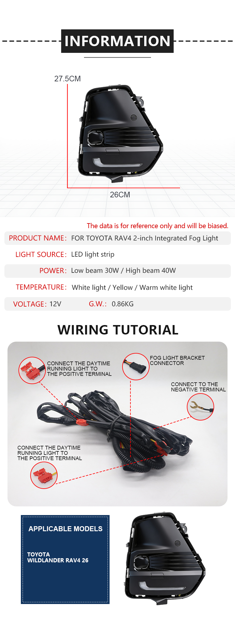 [Copy]AILILAISI Tri Color 3Inch Bi LED Lens Fog Light Lamp Projector Applicable for Volkswagen Virtus Sedan 2025 Assembly with Mounting Bracket