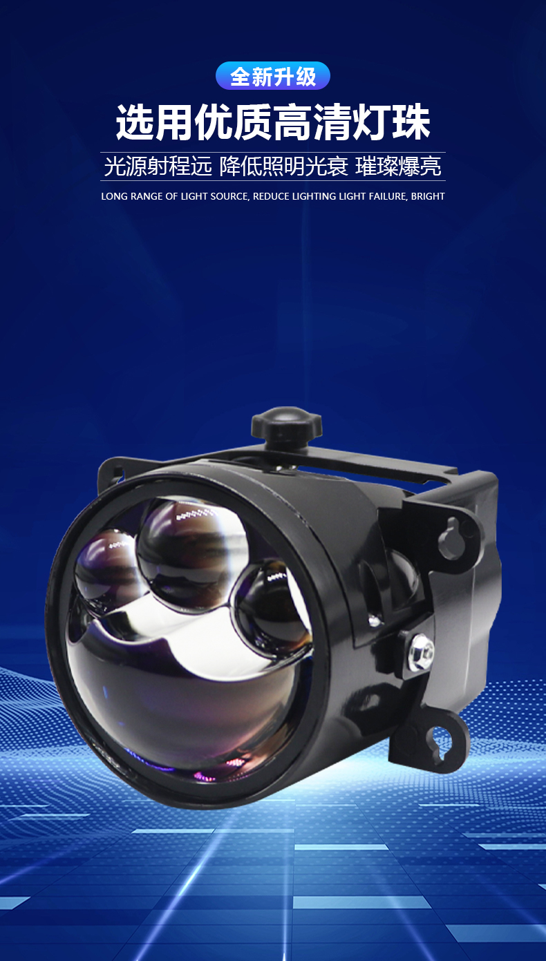 3 Inch Borosilicate Glass blue membrane Lens Projector Car BI Led Fog Driving Lights Fog Lamp with Bracket Universal 6000K laser