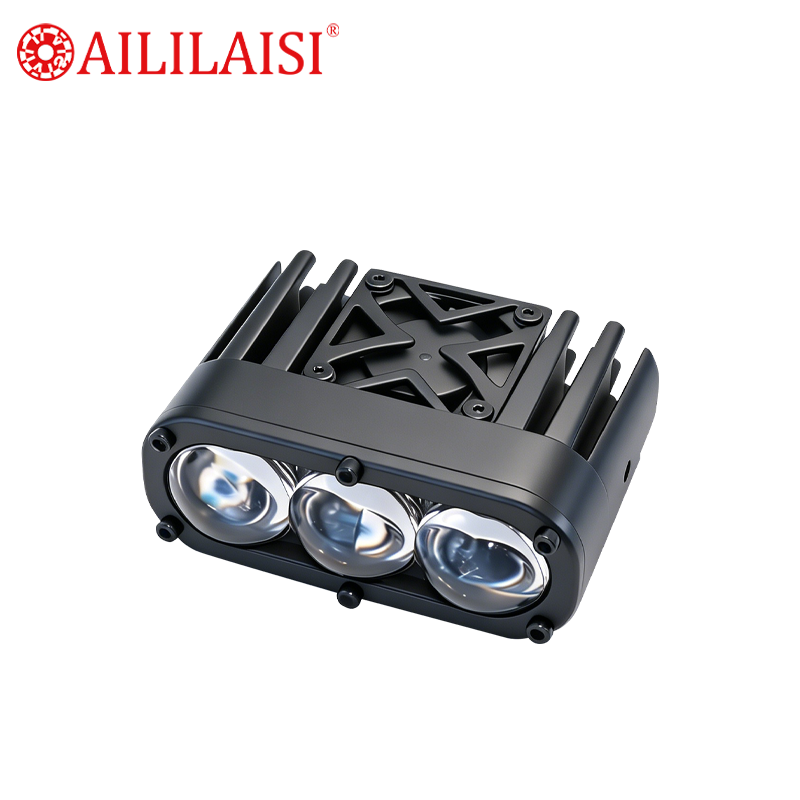 Triple Lens Bi-LED Motorcycle Spotlight Projector Fog Auxiliary Driving Work Light for Truck Offroad SUV 4x4 Exterior Lighting