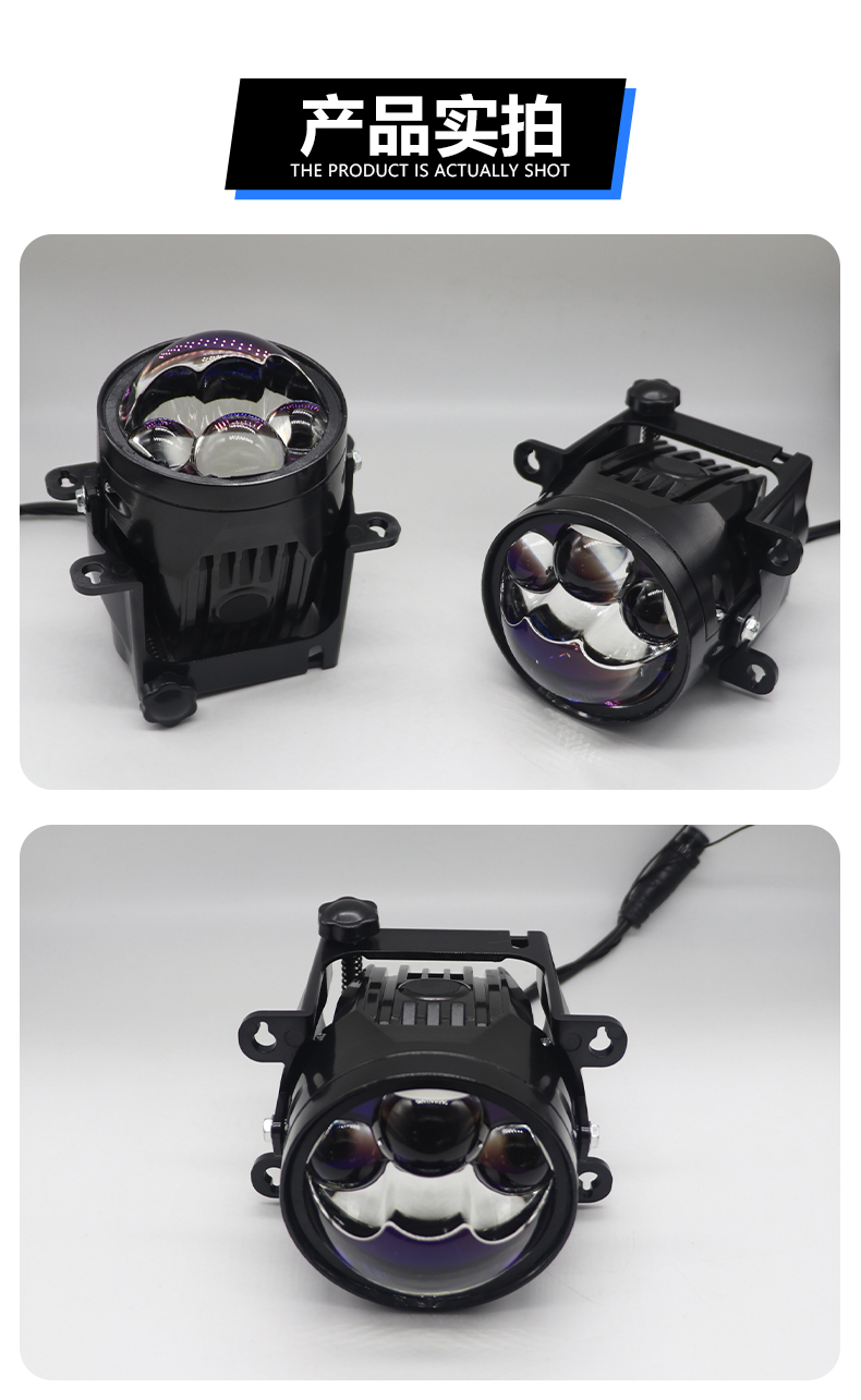 3 Inch Borosilicate Glass blue membrane Lens Projector Car BI Led Fog Driving Lights Fog Lamp with Bracket Universal 6000K laser