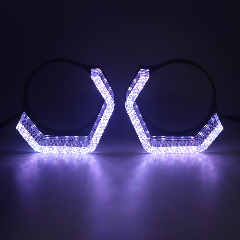 Aililaisi Universal Car 3 Inch Light Guide Angel Eye Integrated Cover Headlights Crystal Projector Lens App Control Sport Sedan