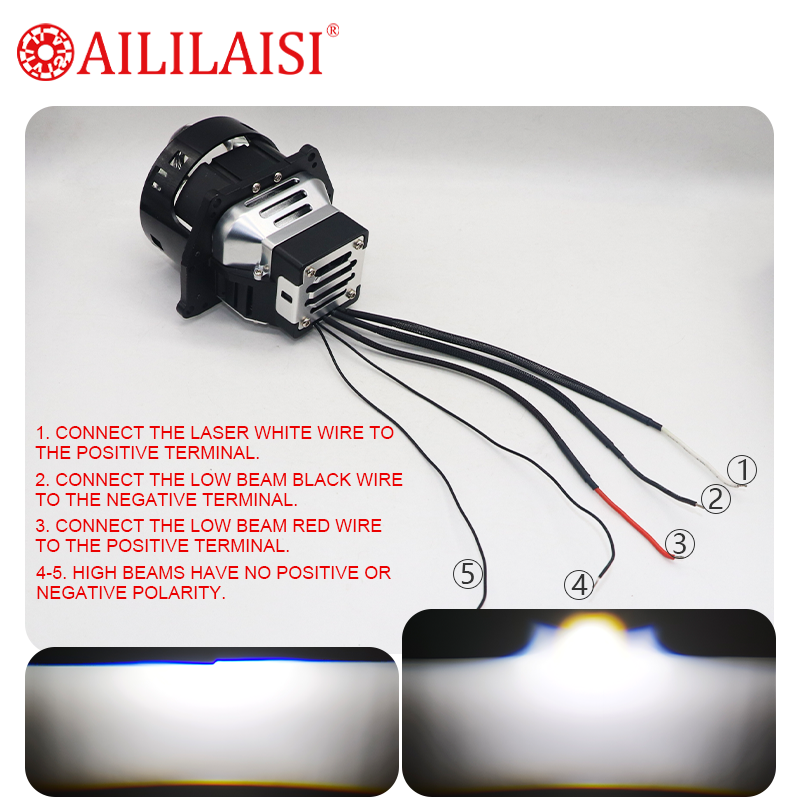 Aililaisi High Power LED Lens Laser Headlight Dual Light 3Inch Bifocal Automobile Modification H7 for Honda Accord Nissan Nv350