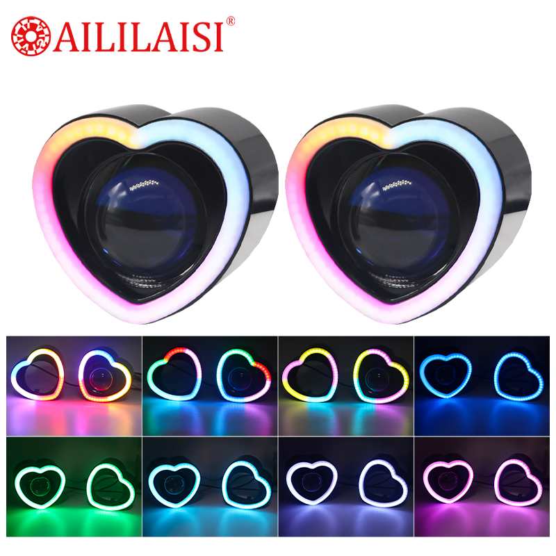 Universal 2.5inch Love Decorative Cover Ring Light LED Shroud Halo Decorative Retrofitted Upgrade for Motorcycle Car Headlamp