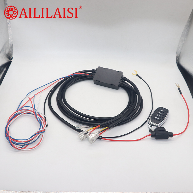 K240 2-in-1 Wireless Remote Control Cable Set for Car Motorcycle Truck Pickup Auxiliary Lights One-to-Two Wiring Harness 9-30V