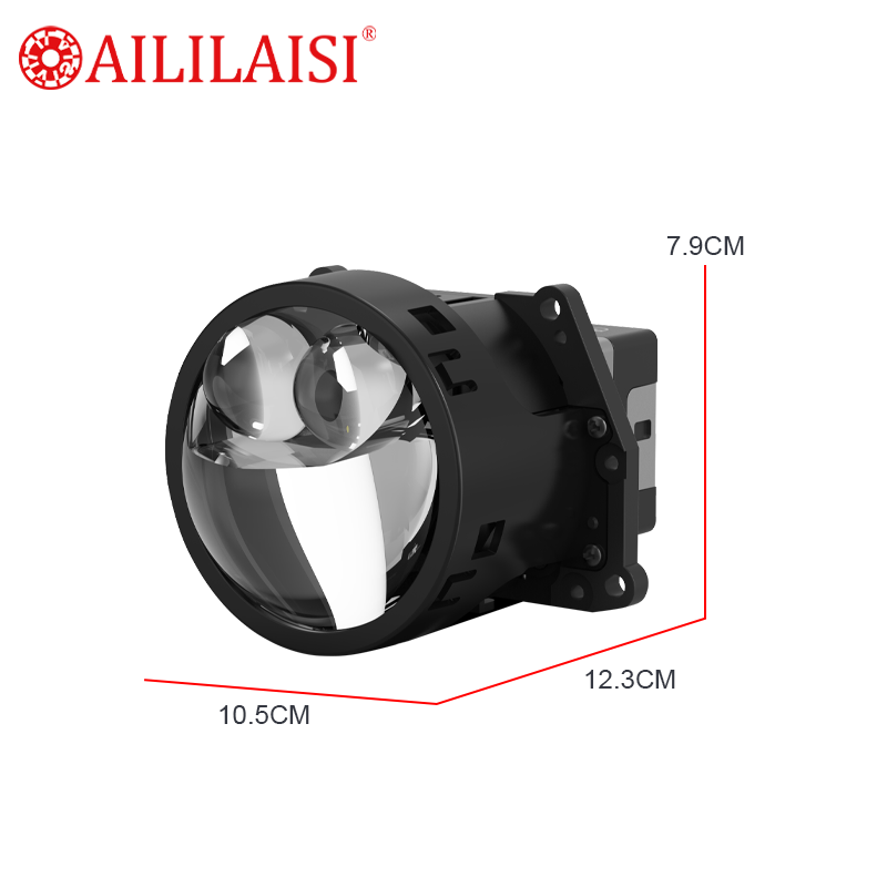 Aililaisi High Power LED 2Lens Dual Laser Headlight Light 3Inch Bifocal Automobile Laser Headlight Modification H7 for Universal