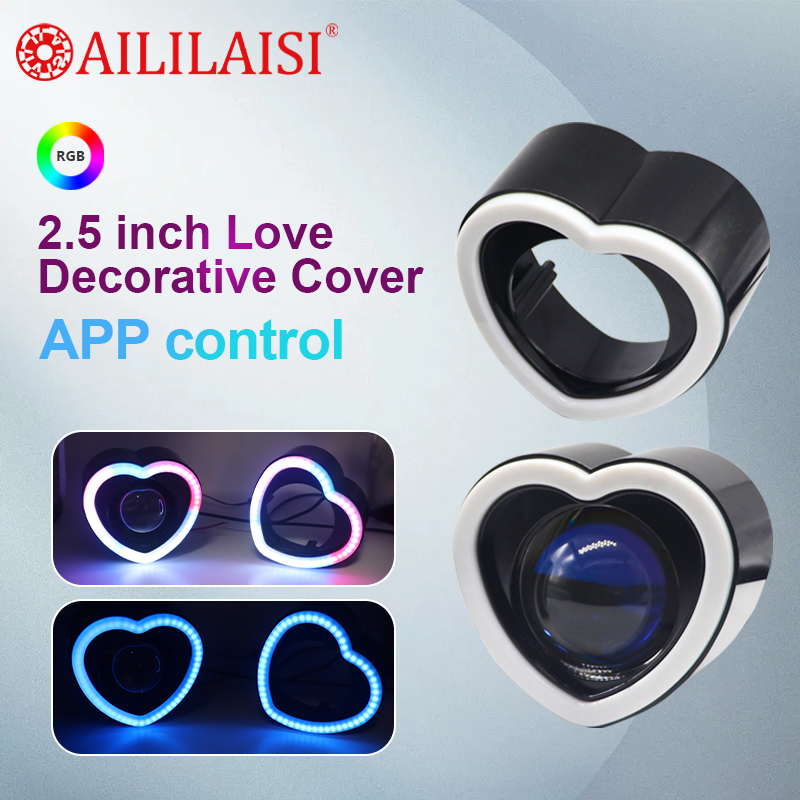 Universal 2.5inch Love Decorative Cover Ring Light LED Shroud Halo Decorative Retrofitted Upgrade for Motorcycle Car Headlamp