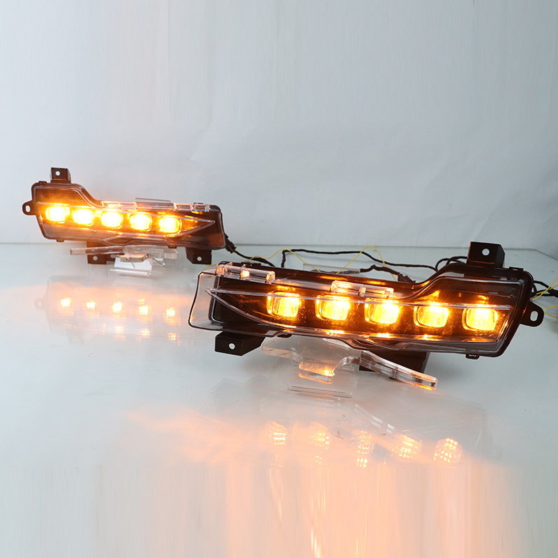 LED DRL Daytime Running Light Dual Color White Yellow Sequential Flowing Turn Signal Light for Tesla Model 3 Model Y Amber Water