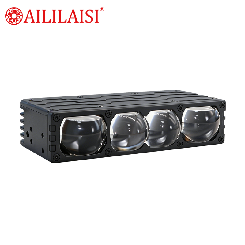 4Lens Eyes Quadruple Lens Bi LED Spotlight High Low Beam Motorcycle Grille Fog Driving Auxiliary Light Offroad Exterior Lamp 95W