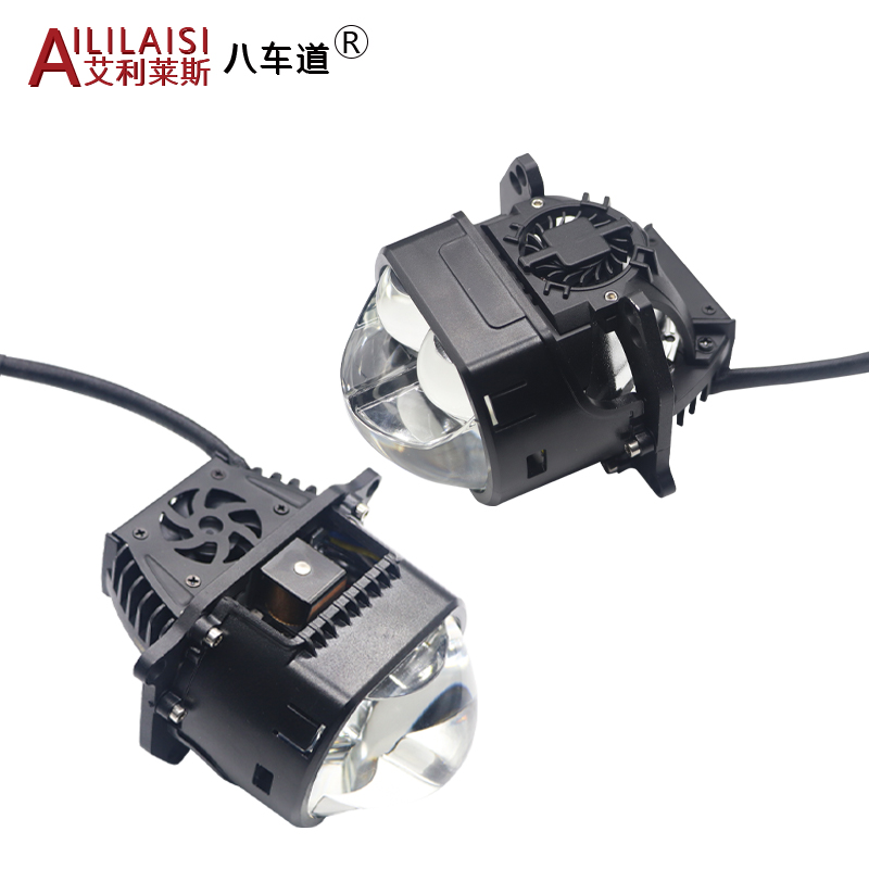 High power 86W fan LED dual beam headlights super bright high and low beam spotlight square dual direct laser lens headlights