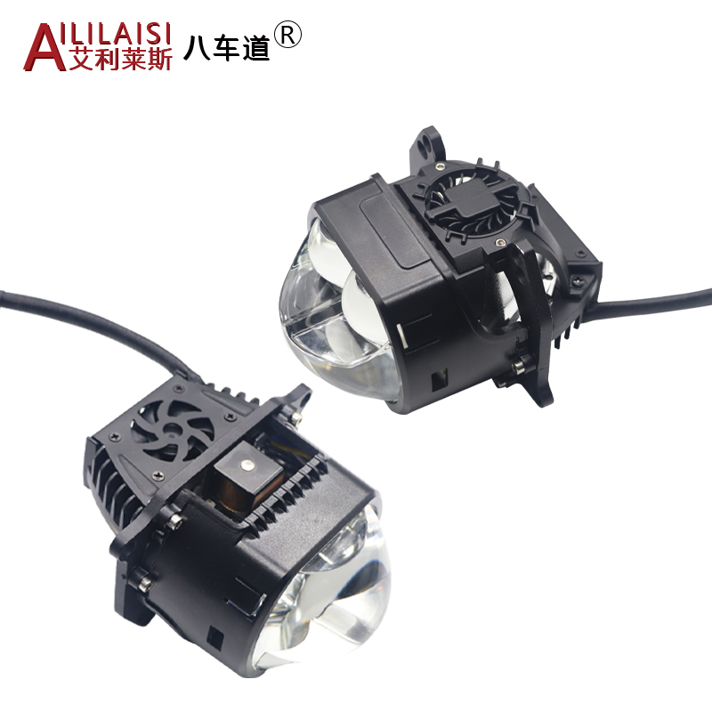 High power 86W fan LED dual beam headlights super bright high and low beam spotlight square dual direct laser lens headlights