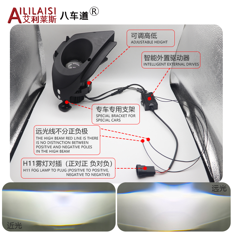 Apply to 2.5 Inch Bi Led Fog Light Projector Lamp Laser for toyota Crown Royal 2010-2013 Car Waterproof and Dustproof Dual Lens