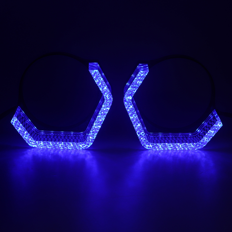 Aililaisi Universal Car 3 Inch Light Guide Angel Eye Integrated Cover Headlights Crystal Projector Lens App Control Sport Sedan