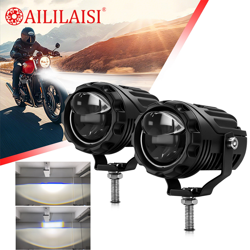 AIlillaisi Motorcycle LED Spotlight Dustproof Waterproof Fog Lamp Multiple Colors Fog Light Driving Lamp for Universal Laser Car