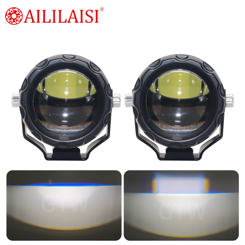 AIlillaisi Motorcycle LED Spotlight Dustproof Waterproof Fog Lamp Multiple Colors Fog Light Driving Lamp for Universal Laser Car