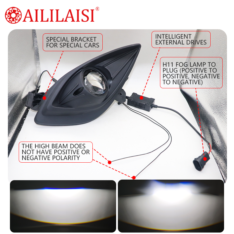 Aililaisi New 2Inch Aluminum Bi LED Projector Fog Lamp IP-67 Waterproof High/Low Beam 12V Yellow for Hyundai Elantra 2011-2014