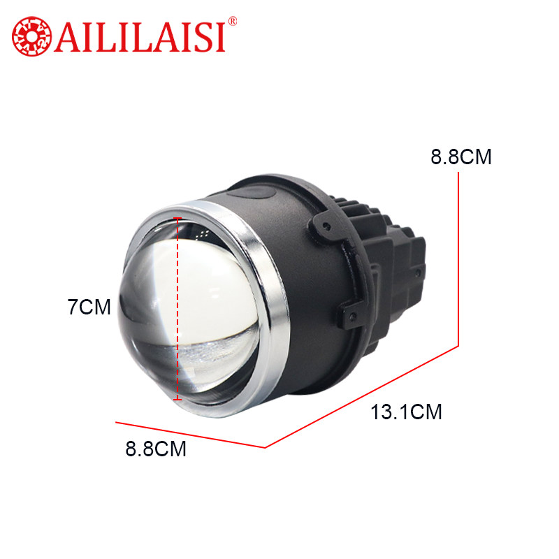 AIlilaisi Fog Lamp Lens Projector Driving Lights Bi Led for Universal Car Low High Beam Spotlights White 6000K Tricolor Fog Lamp