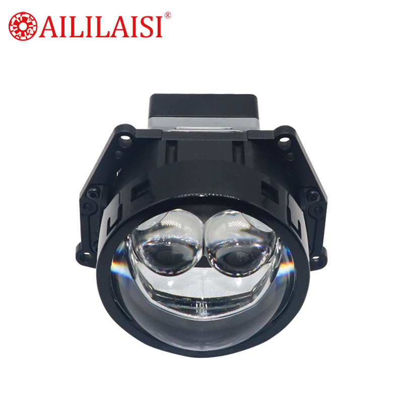 Aililaisi High Power LED 2Lens Dual Laser Headlight Light 3Inch Bifocal Automobile Laser Headlight Modification H7 for Universal