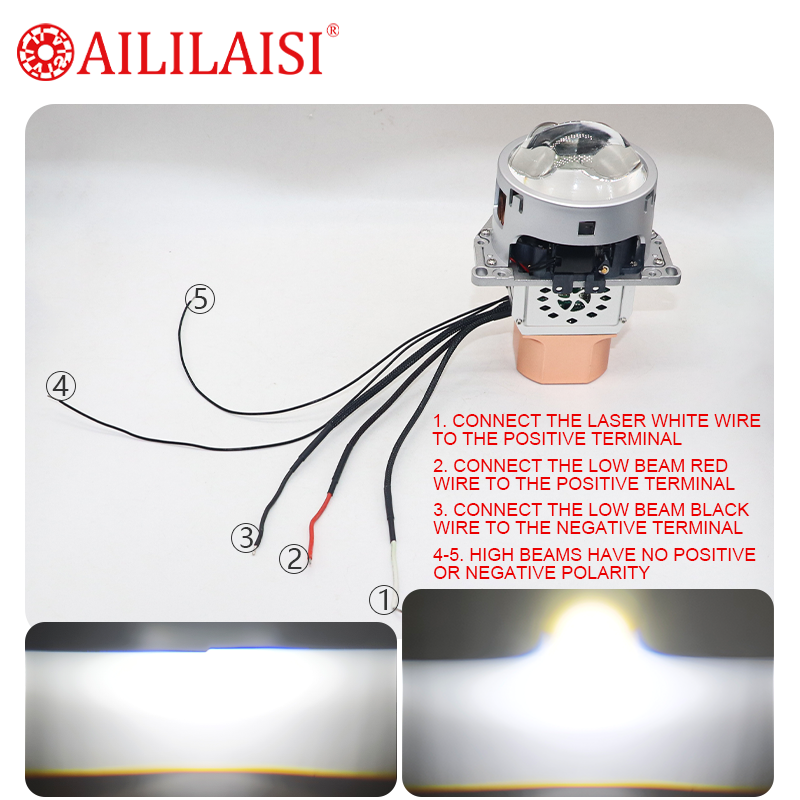 Aililaisi High Power LED 2Lens Laser Headlight Spotlight Dual Lights 3Inch Bifocal Automobile Modification for Mercedes W204 Cla