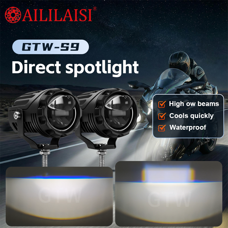 AIlillaisi Driving Automobile Lamp Fog Light Double SpotlightCar Motorcycle General High Low Beams for Universal Headlight Bulbs