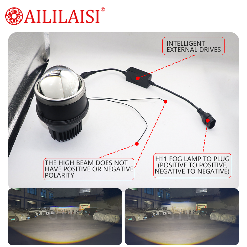 Aililaisi 3Inch BI LED Projector Fog Lamp Lights High Low Beam 3 Colour for Universal Mercedes Glc X253 Mazda 3 2014 Suzuki Fonx