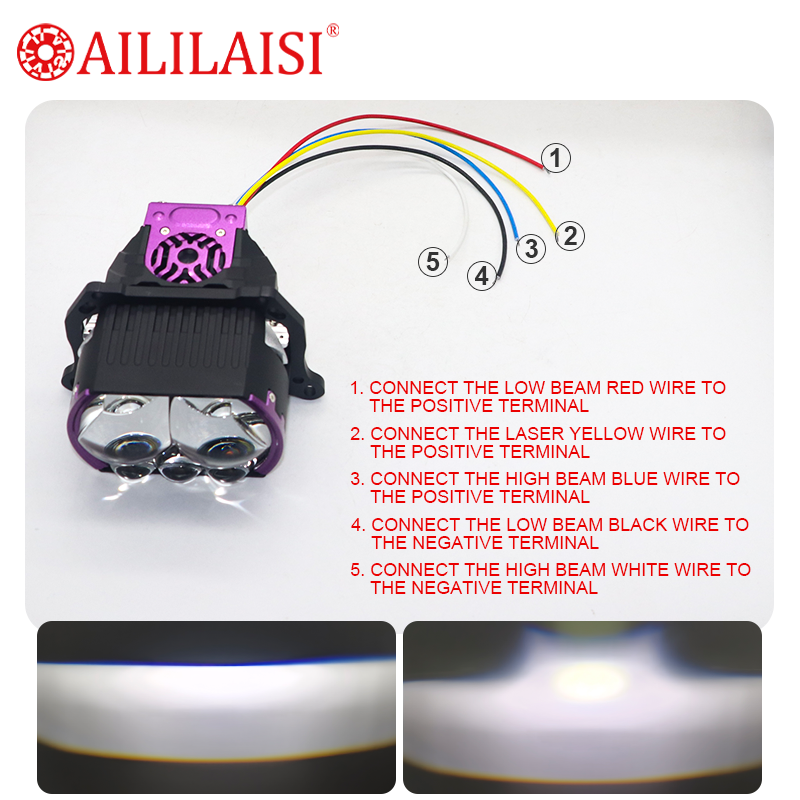 3Inch Lenses Headlights Bi LED Hi/lo Beam Five Lens Dual Laser Bifocal Headlight Automobile Lights for Chevrolet Silverado Car