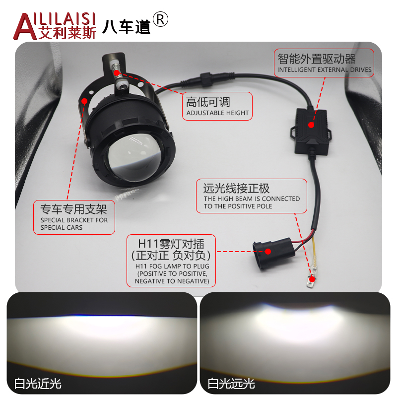 AIlilaisi 3 Inch Fog Lamp Lens Projector Light Bi Led for Isuzu Mux Ranger Dmax Transition Victory Linktour Jmc Qingling Dima