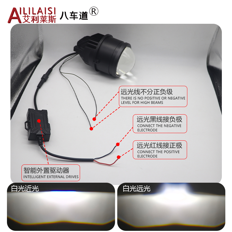 AIlilaisi 3.0Inch Fog Lamp Lens Projector Light Bi Led for Universal Car toyota High Beam Low Beam Automobile Long Range