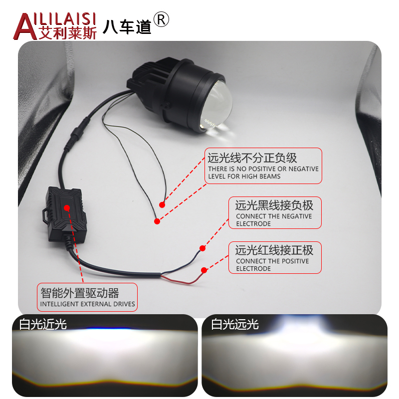 AIlilaisi 3.0Inch Fog Lamp Lens Projector Light Bi Led for Universal Car toyota High Beam Low Beam Automobile Long Range