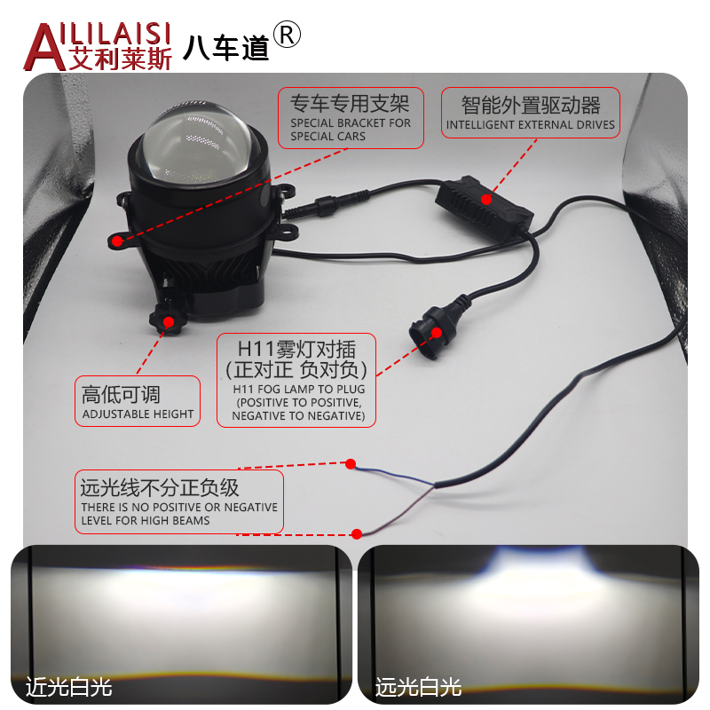 AIlilaisi 3Inch Fog Lamp Lens Projector Light Bi Led for Ford Focus Fiesta Peugeot Hatchback Toyota Mazda Picasso Quatre Crider