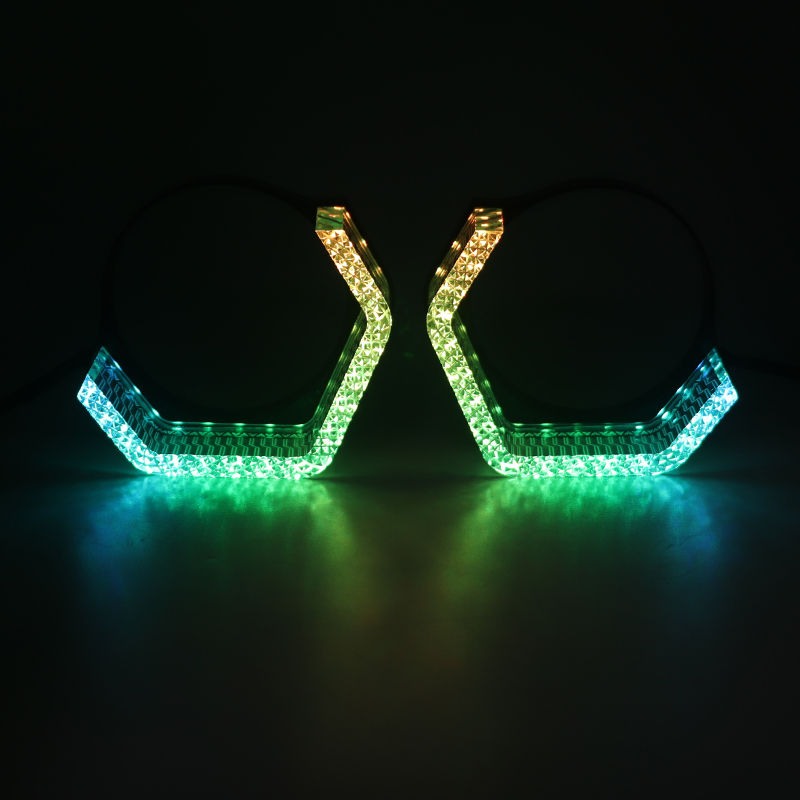 Aililaisi Universal Car 3 Inch Light Guide Angel Eye Integrated Cover Headlights Crystal Projector Lens App Control Sport Sedan