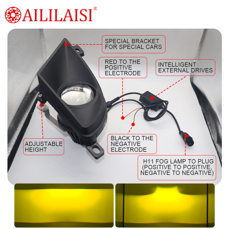 AIlilaisi 3.0Inch Bi LED Fog Light Bracket Projector Dedicated Lens Bifocal Lamp for BMW 3 Series E60 2007-2010 Mounting Support