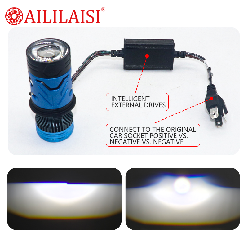 Universal H4 Bi-LED Mini Projector Lens Headlight 50W Low 70W High Beam Retrofit LED Bulb for Cars and Motorcycles Easy Fit Kit