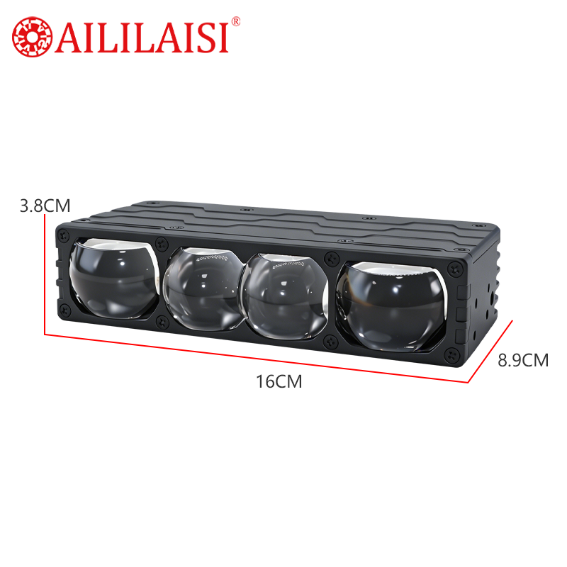 4Lens Eyes Quadruple Lens Bi LED Spotlight High Low Beam Motorcycle Grille Fog Driving Auxiliary Light Offroad Exterior Lamp 95W