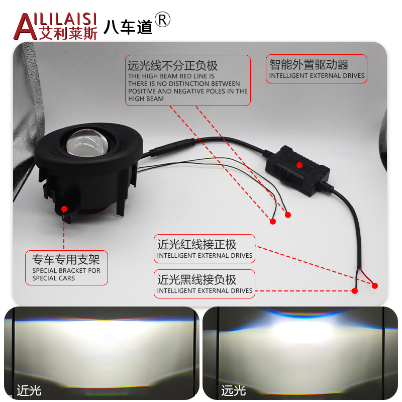 Applicable 2.0inch Bi Led Fog Light Projector Lamp for BMW X1/X3X4X5X6 2011-2019 White Yellow Warm White Light 12V 45W Headlight