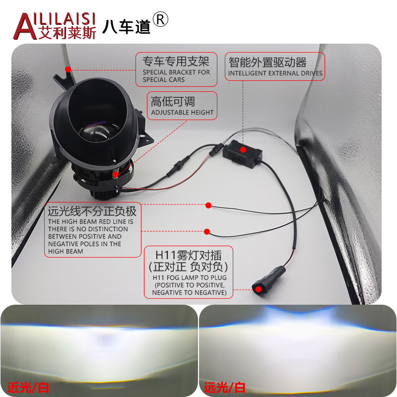 Aililaisi 2.5inch Bi Led Fog Lamp Light Projector Laser Beam Upgrade Plug Play Waterproof for volkswagen touareg 2003-2010 Years