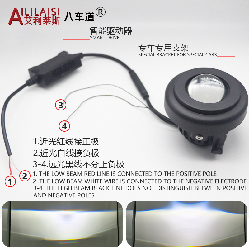 Aililaisi 2.0-inch Led Three Color Lights Projector Fog Lamp Lens for prius highlander Forester Legacy Outback Impreza 04-13Year