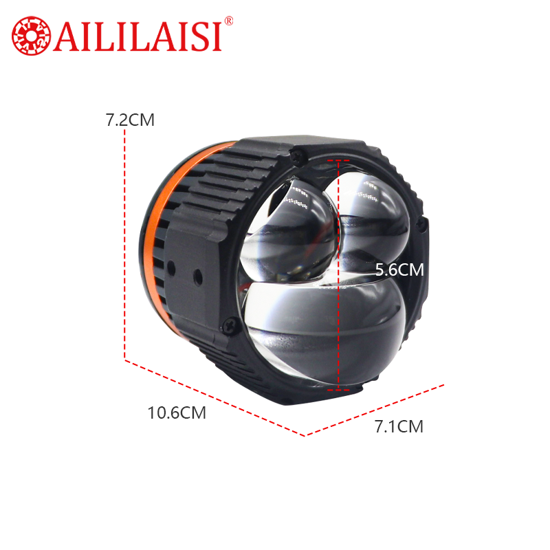 Double Direct Dual Lens 2-Inch Square Projector Lens Headlight LED Lamp Lighting for Universal Motorcycle Car Red Devil's Eye