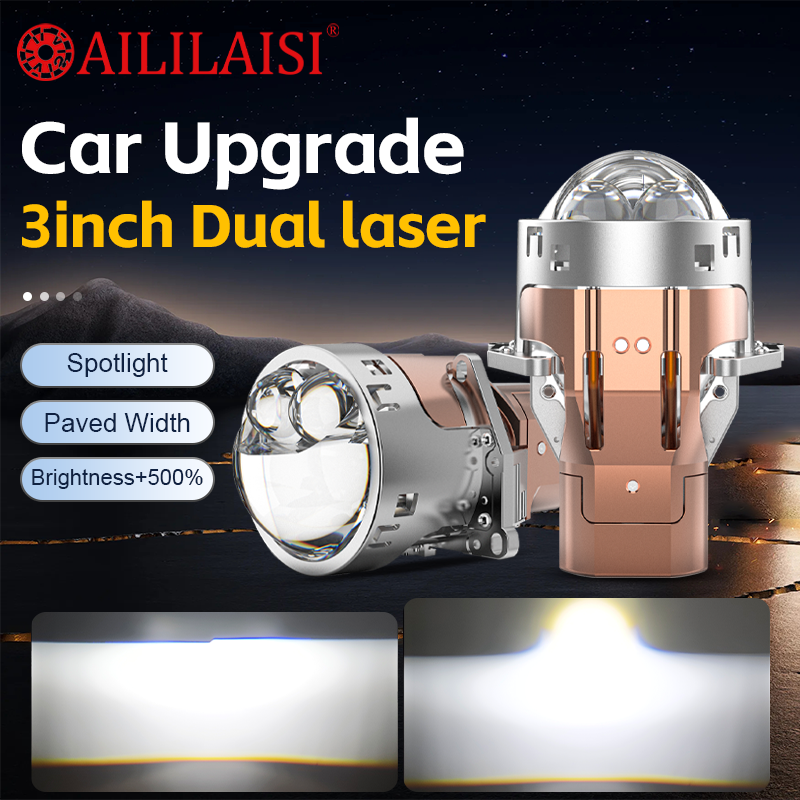 Aililaisi High Power LED 2Lens Laser Headlight Spotlight Dual Lights 3Inch Bifocal Automobile Modification for Mercedes W204 Cla
