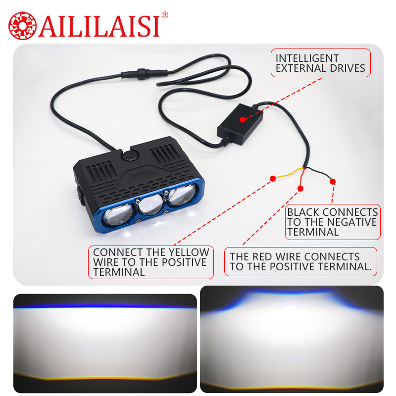 New 3 MINI Lens LED Work Fog Lamp Auto Car Motorcycle Spotlight Fog Light for High Low Beam 12V 90W 6000K Universal Modification