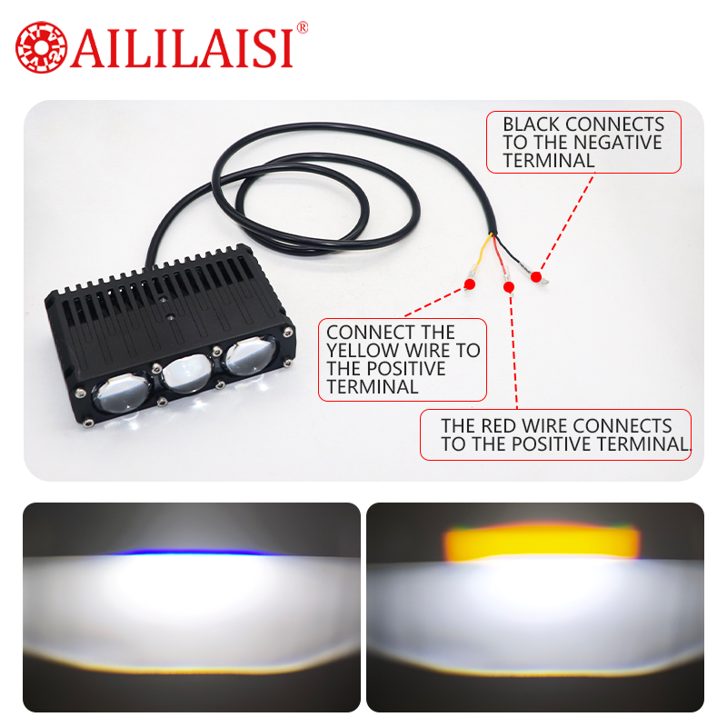 Super 3Mini LED Motorcycle Spotlights Car 6000K White Bright Driving Fog Lights LED Canbus 12V High/Low Beam 3 Lens Grill Lights